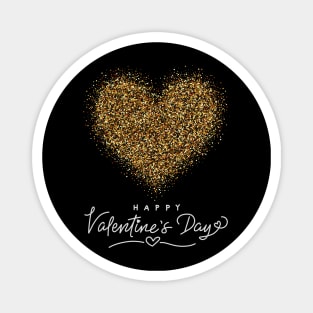 Glitter Gold Heart Valentines Day Magnet